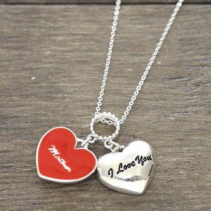 2 Hearted Silver Necklace NEK4870SL